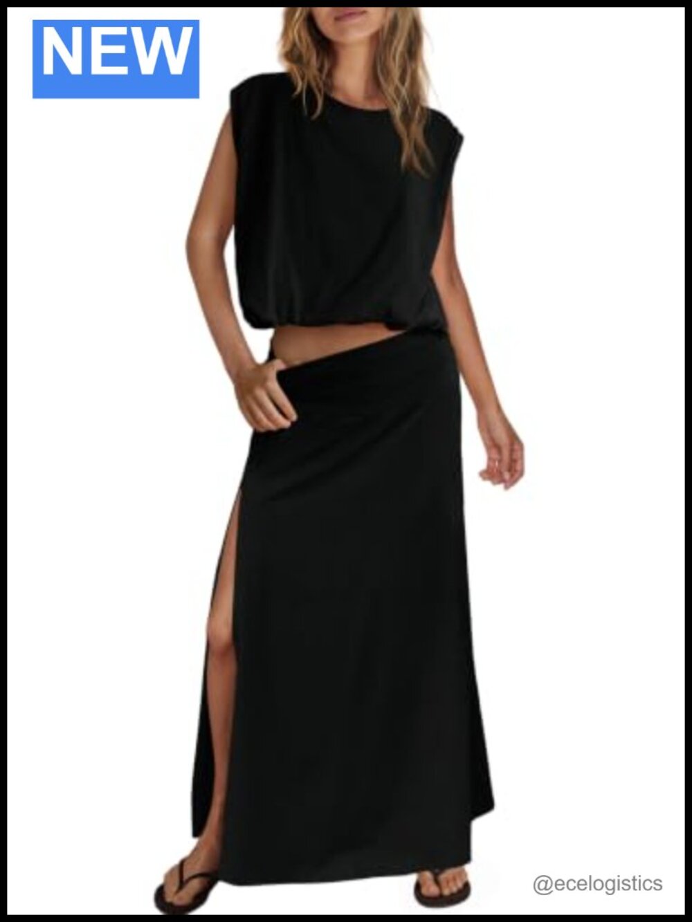 Women's 2-Piece Maxi Skirt Set Sleeveless Crop Top Beach Wear